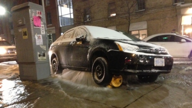 Car knocks over fire hydrant