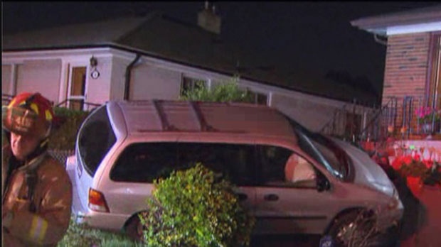 Van nearly strikes house in Etobicoke