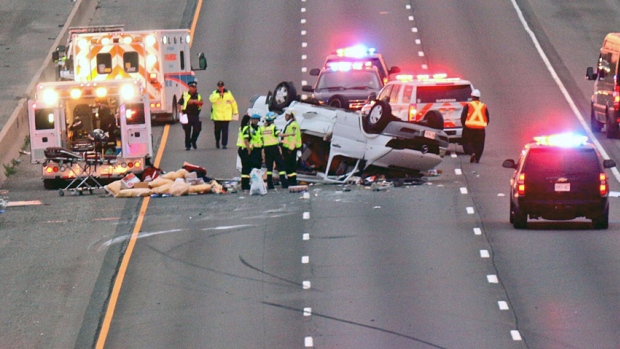 van rollover near Trafalgar