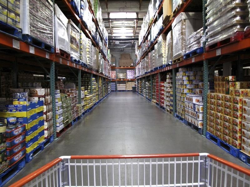 Costco warehouse shopping aisle shown in California