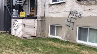 Swastikas spraypainted throughout Laval2