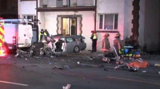 vehicle crashes into building