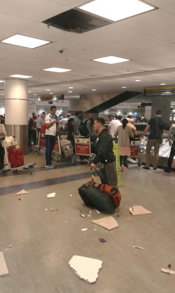 Luggage crashes through ceiling at Pearson Airpo
