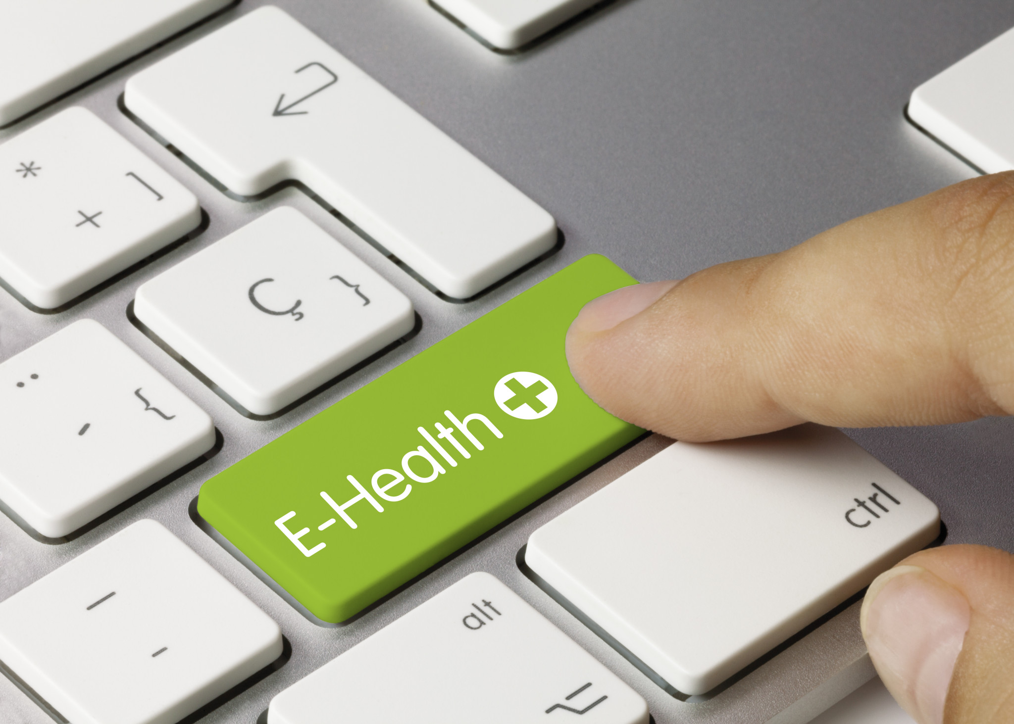 E-Health keyboard key. Finger