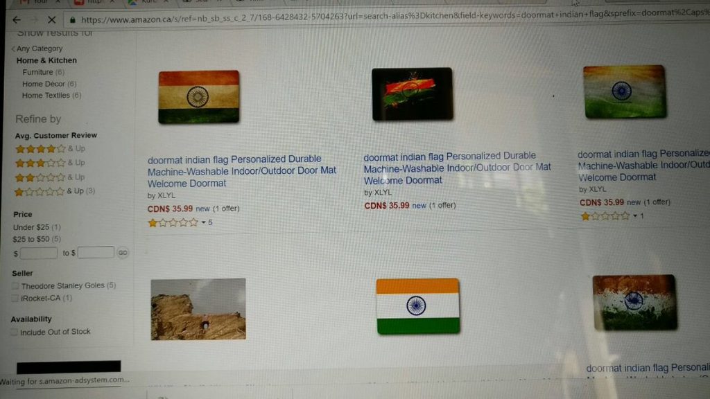 Amazon Canada in hot water with Indian minister for selling Indian flag doormats